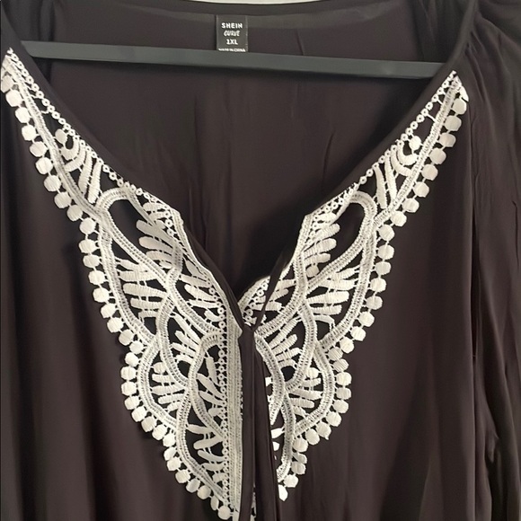 SHEIN Black Tie Front Flutter Sleeve Blouse - Picture 5 of 7